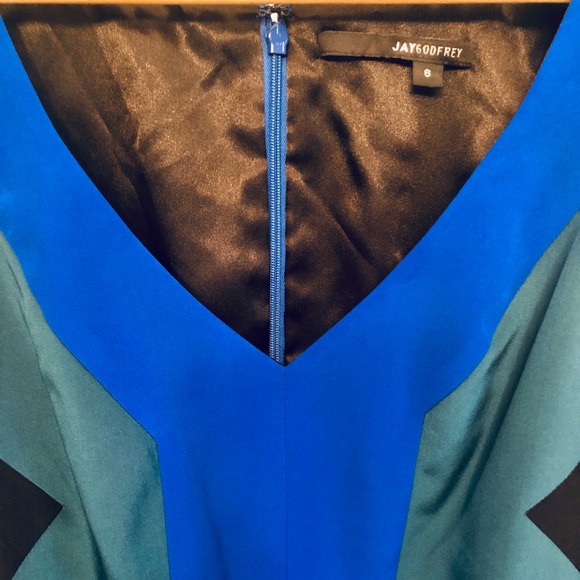 JAYGODFREY 80’s Style Color Block Silk Dress - Picture 3 of 8